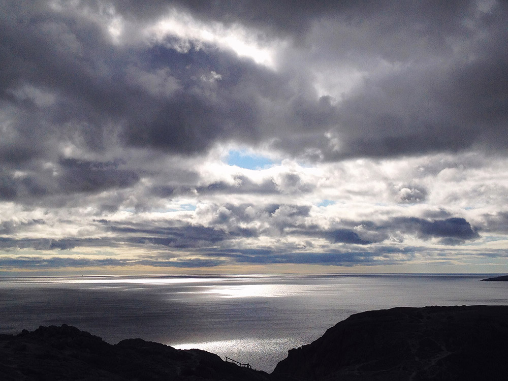 Bright early morning clouds from the trail.