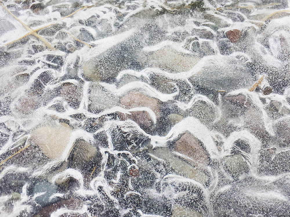 Icy rocks on the trail.
