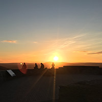 People watching the sunset from Signal Hill.