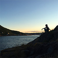 Sitting beside the Narrows at sunset.